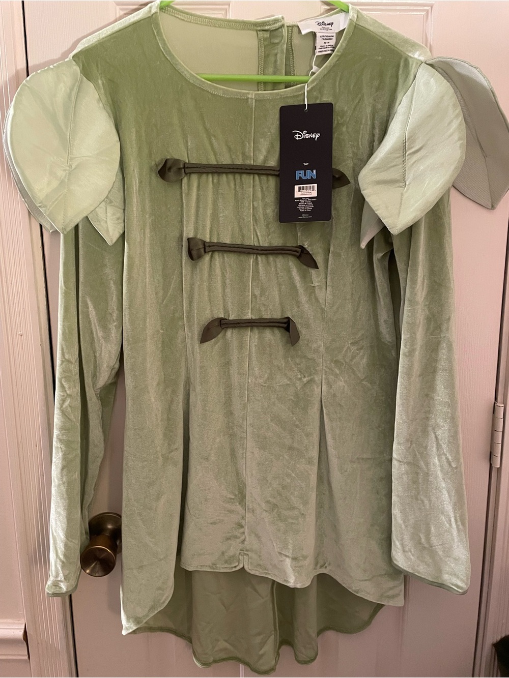 Disney Light Green Velvet Puff-Sleeve Tunic Top New